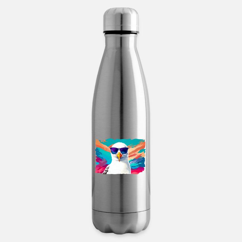 Lustige Möwe mit Sonnenbrille - Isolierflasche - Lightsilver