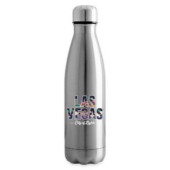 Las Vegas City of Lights – Retro Casino - Insulated Water Bottle - silver - Right