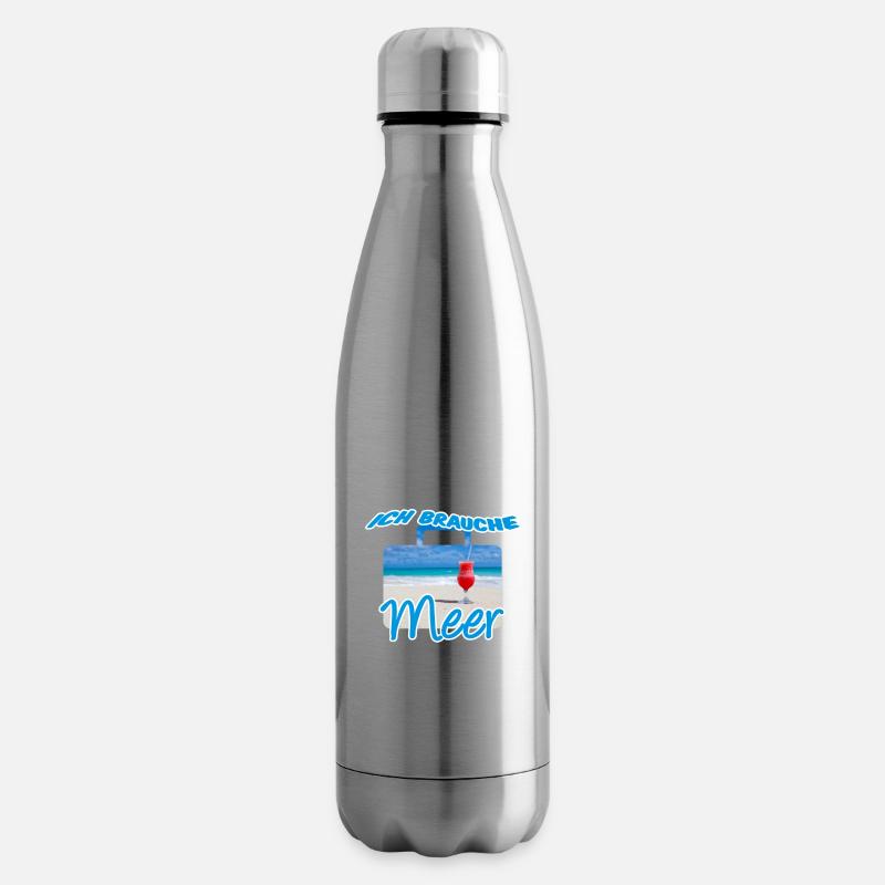 Ich brauche Meer, Urlaub, Reise, Spruch, Geschenk - Isolierflasche - Lightsilver
