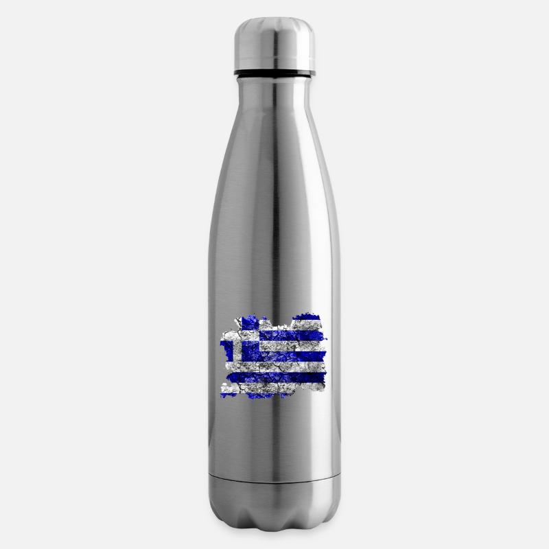 Drapeau de la Grèce Vintage - Bouteille isotherme - argent clair