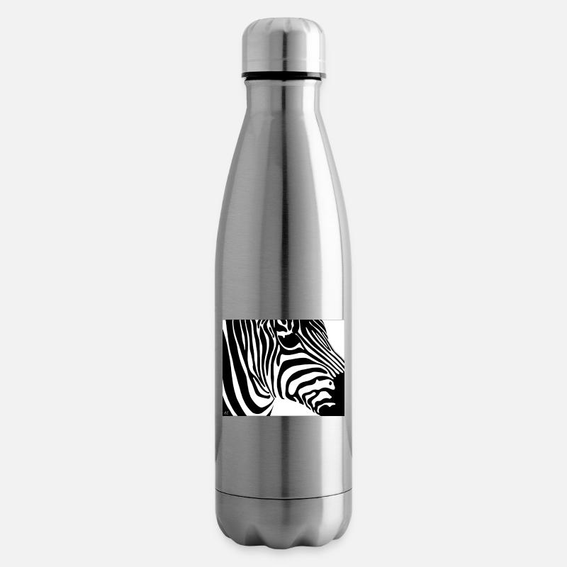 Zebraprint: Kontraststreifen - Isolierflasche - Lightsilver