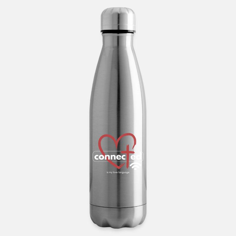 Connected mit Jesus - Herz - Kreuz - Liebe - Isolierflasche - Lightsilver