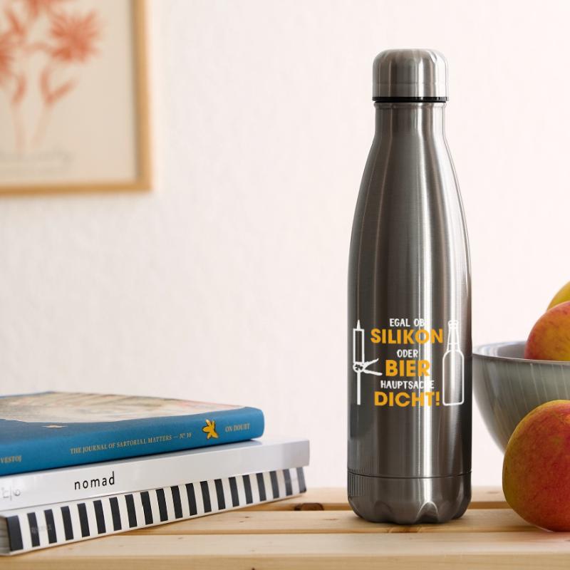 Silikon oder Bier – Hauptsache dicht Isolierflasche