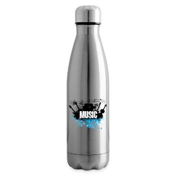 Music Splash Grunge Typography - Insulated Water Bottle - silver - Right