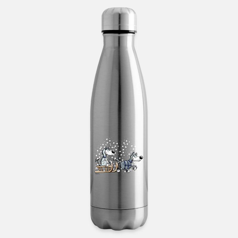 Schlittenhunde im Schnee - Isolierflasche - Lightsilver
