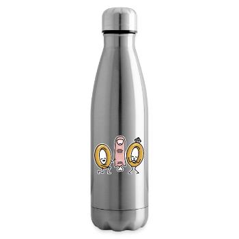 Funny Marriage Proposal Wedding Rings Ring Finger Engagement - Insulated Water Bottle - silver - Right