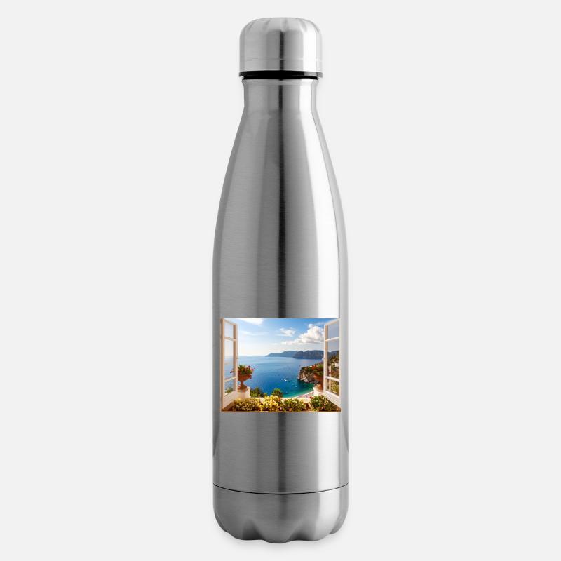 Panoramablick auf die Mittelmeerküste - Isolierflasche - Lightsilver