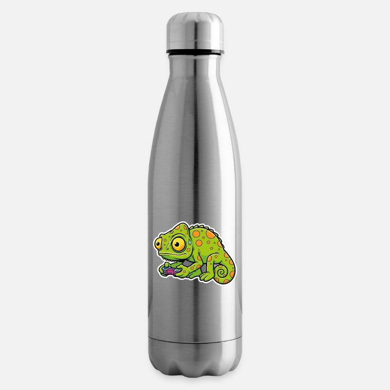 Chameleon Gamer Controller Videospiel-Maskottchen - Isolierflasche - Lightsilver