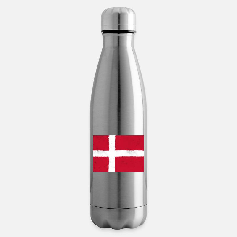 Drapeau du Danemark – couleurs nationales du Danemark - Bouteille isotherme - argent clair