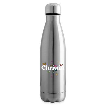 Schöner Mädchenname mit Schmetterlingen CHRISTIN - Isolierflasche - Lightsilver - Rechts
