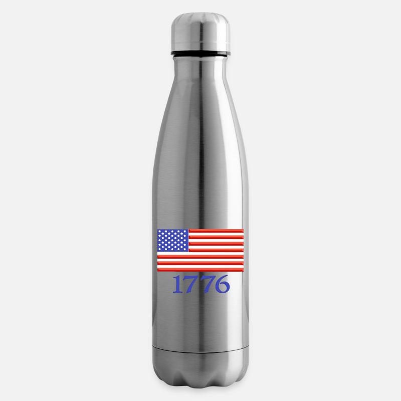 Drapeau américain de 1776 brodé - Bouteille isotherme - argent clair