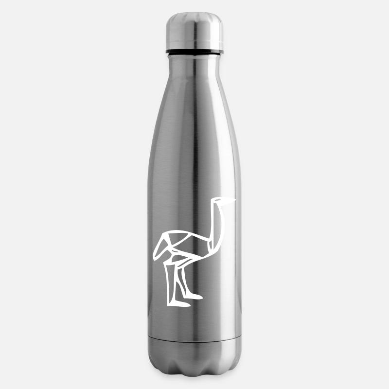 Vogel Strauss - Origami - Isolierflasche - Lightsilver