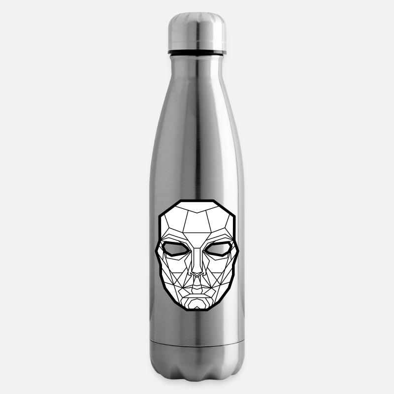 Lignes géométriques de masques faciaux - Bouteille isotherme - argent clair