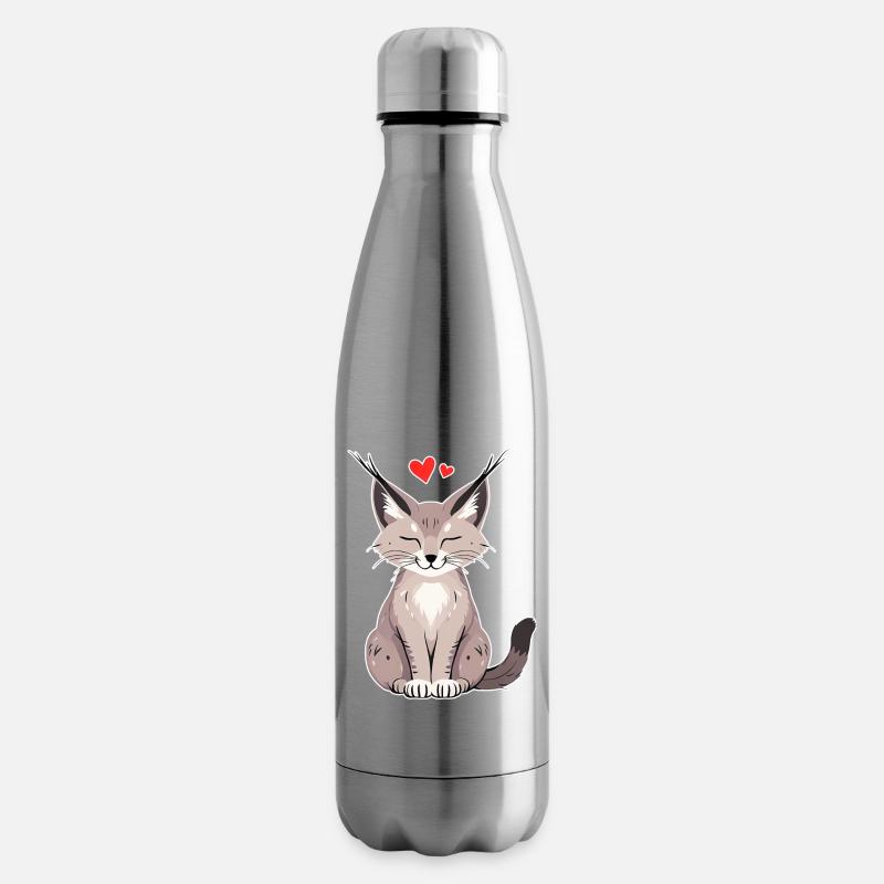Kleiner Luchs mit Herz – Niedlich & Wild - Isolierflasche - Lightsilver