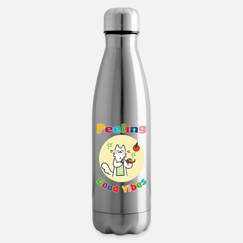 Chat Peeling Orange - Bouteille isotherme - argent clair