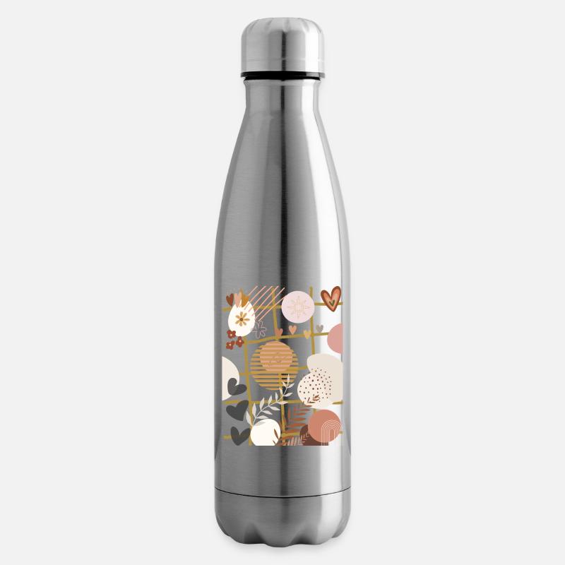Fleurs bohème sur grille dorée - Bouteille isotherme - argent clair