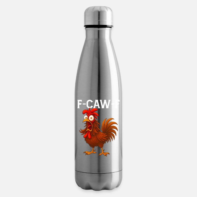 F-Caw-F Funny Screaming Rooster Chicken Meme - Isolierflasche - Lightsilver