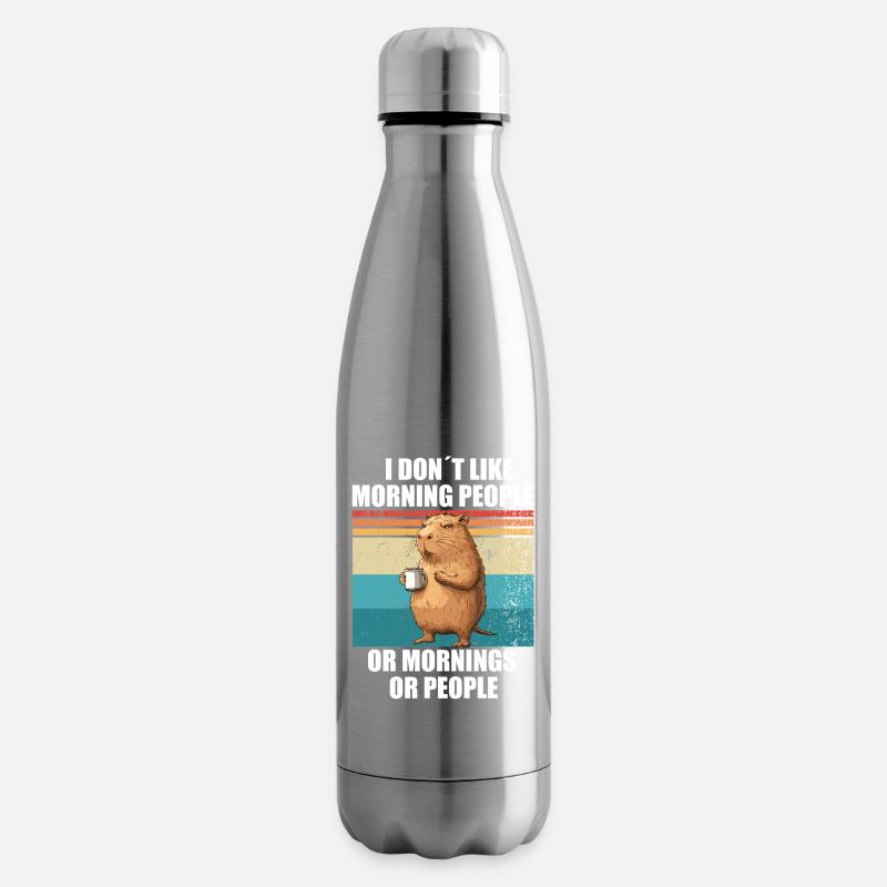 Capybara mit Kaffee I dont like Morning People - Isolierflasche - Lightsilver