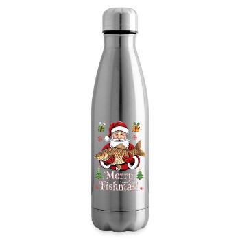 Pulls de Noël Pêcheur Carpe de Poissons Joyeuse - Bouteille isotherme - argent clair - Droite