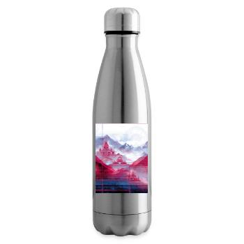 Psy-Art - Tempel über Berglandschaft - Isolierflasche - Lightsilver - Rechts