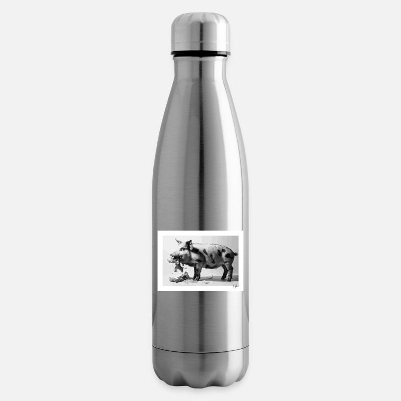 Schwein isst Salat - Isolierflasche - Lightsilver