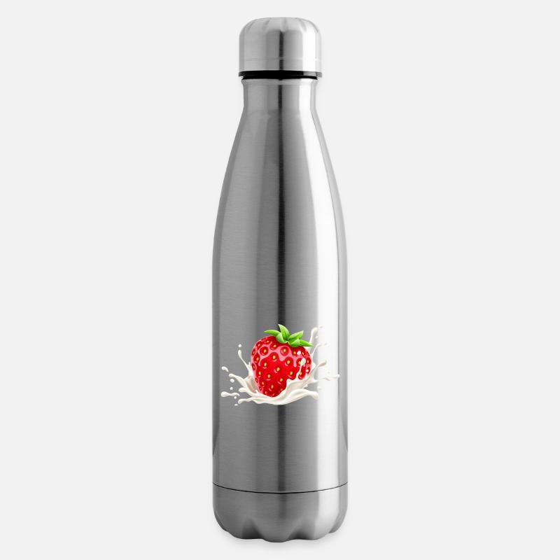 Erdbeere, Erdbeer-Verlangen, Erdbeere - Isolierflasche - Lightsilver