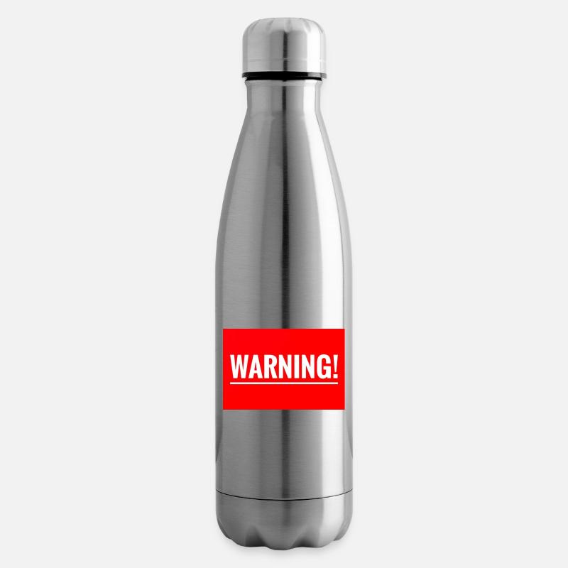 Warning Flexible Embroidery Design - Insulated Water Bottle - silver