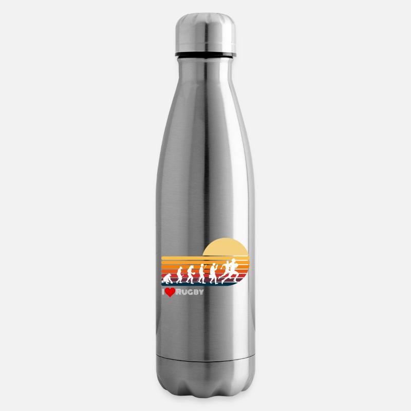 Rugby Retro Evolution Sonnenuntergang - Isolierflasche - Lightsilver