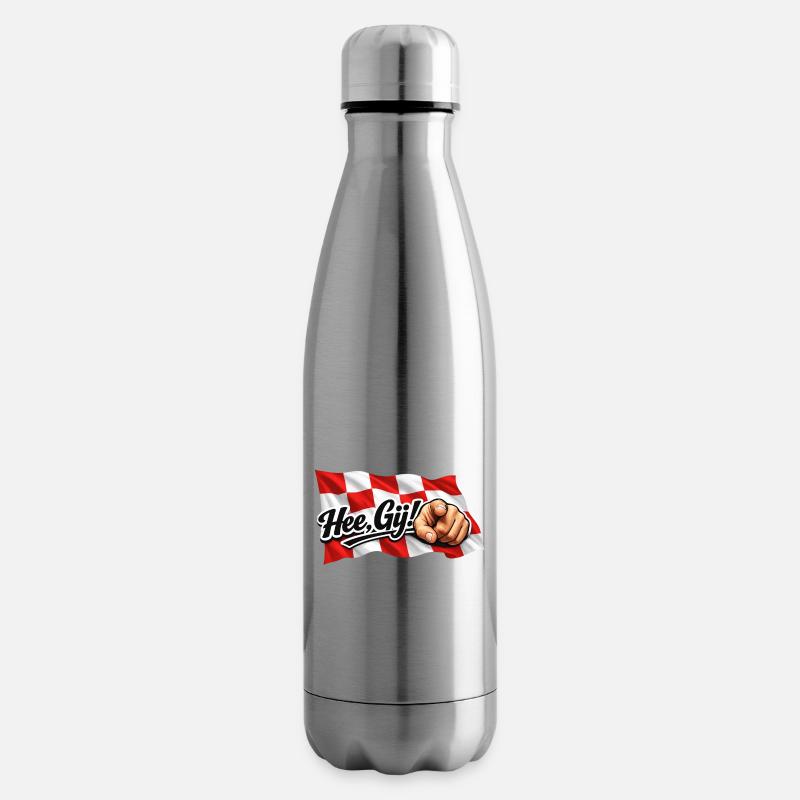 Salut Toi, drapeau du Brabant avec texte et main - Bouteille isotherme - argent clair