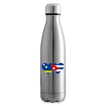Curacao Cuba Flag Heart - Insulated Water Bottle - silver - Right