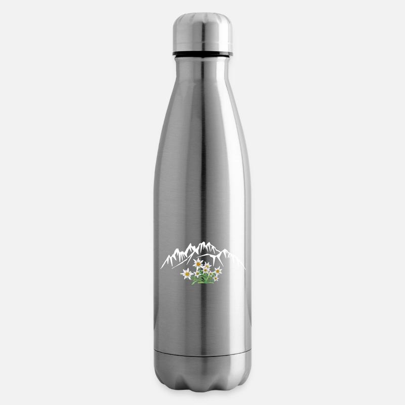 Alpen Edelweiss devant le groupe de montagnes - Bouteille isotherme - argent clair