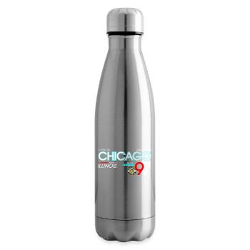 Chicago Sport City Typography Design - Insulated Water Bottle - silver - Right