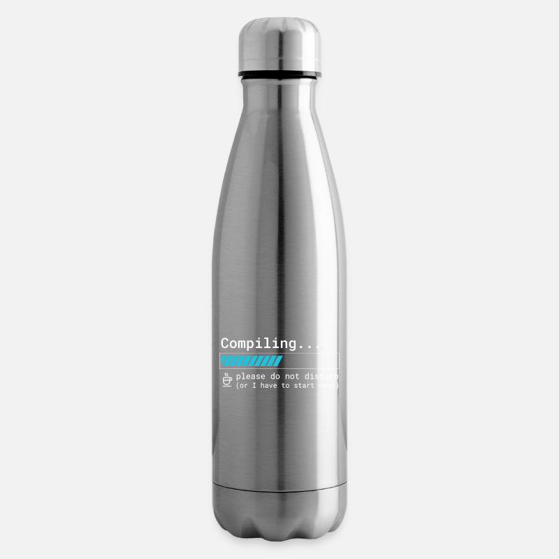 Lustiges Programmierer T-Shirt - Compiling Please  - Isolierflasche - Lightsilver