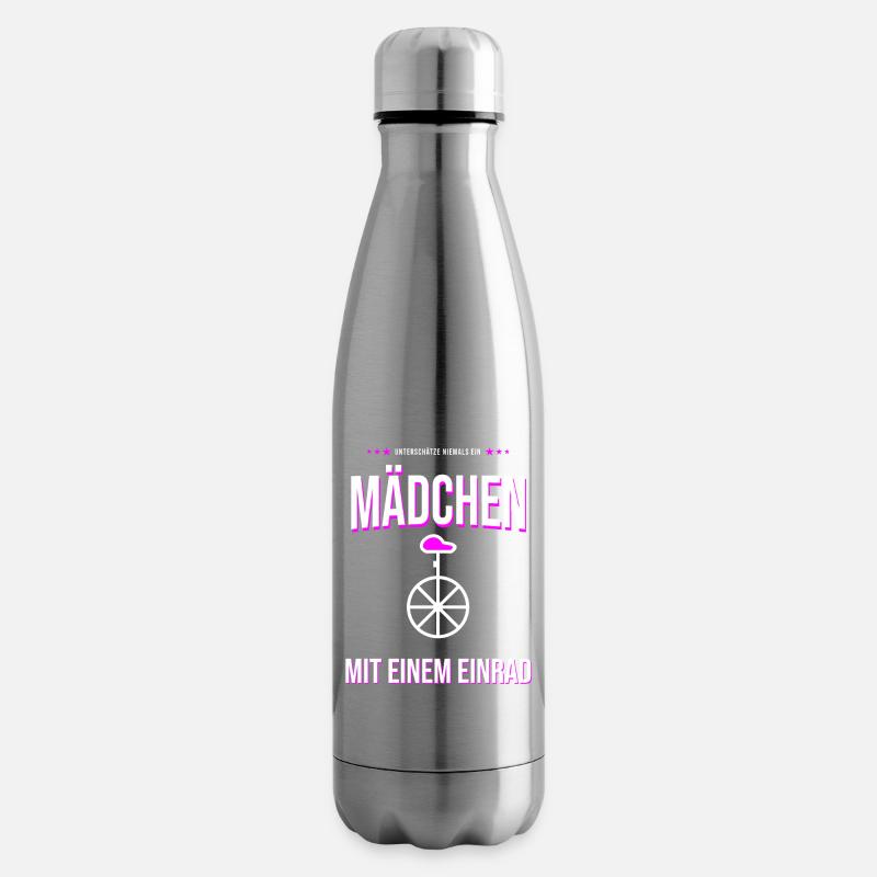 Mädchen mit Einrad Motiv – Mutig & Retro - Isolierflasche - Lightsilver