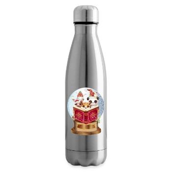 Tiere lesen in einer Schneekugel zu Weihnachten - Isolierflasche - Lightsilver - Rechts