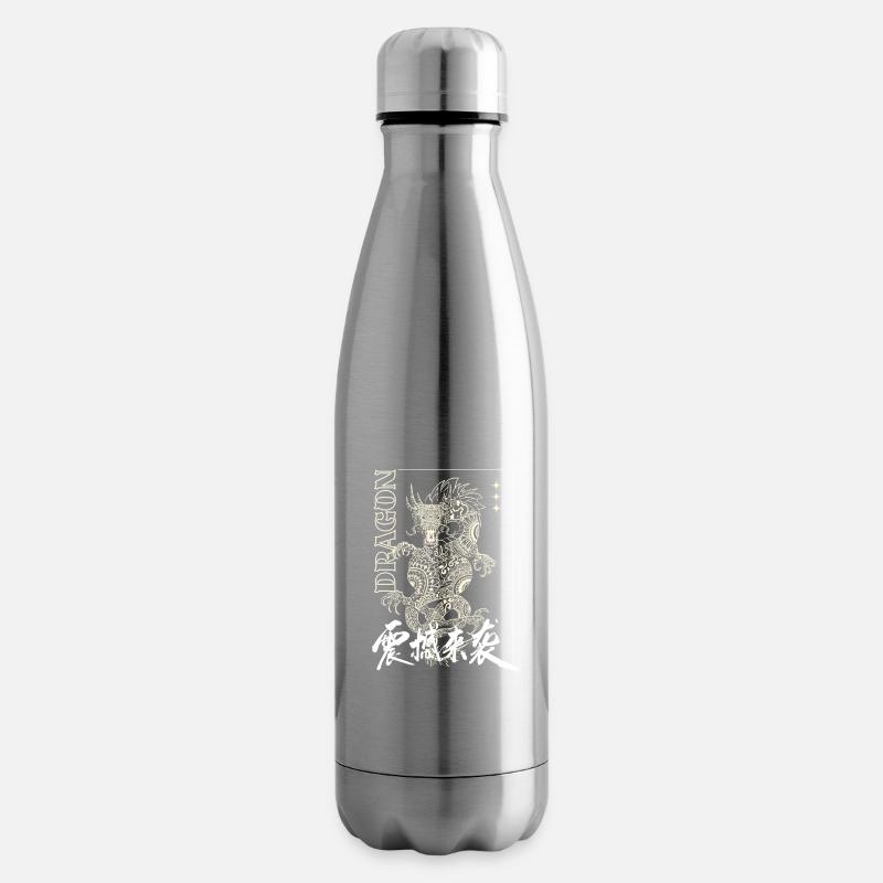 Mystischer Drache mit Schriftzug - Isolierflasche - Lightsilver