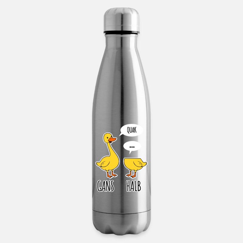 Gans - Halb -Halbe Gans kann nicht sprechen - Isolierflasche - Lightsilver