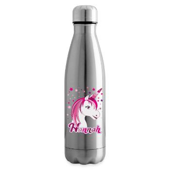 Hannah, nom de jeune fille, prénom préféré - Bouteille isotherme - argent clair - Droite