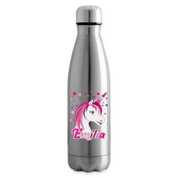 Emilia, nom de jeune fille, prénom préféré - Bouteille isotherme - argent clair - Droite