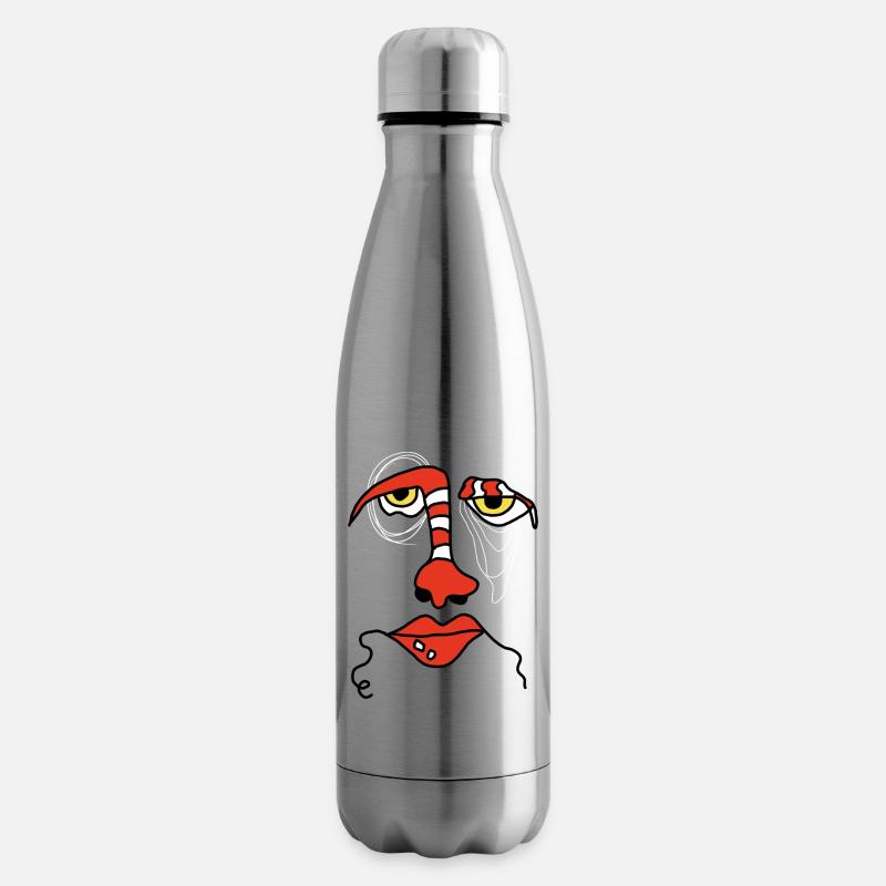 Abstract face with stripes - Insulated Water Bottle - silver