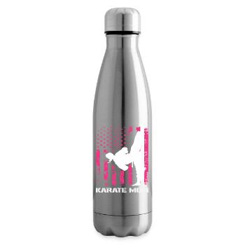 Karaté Mom USA Drapeau Arts Martiaux Maman Rose - Bouteille isotherme - argent clair - Droite