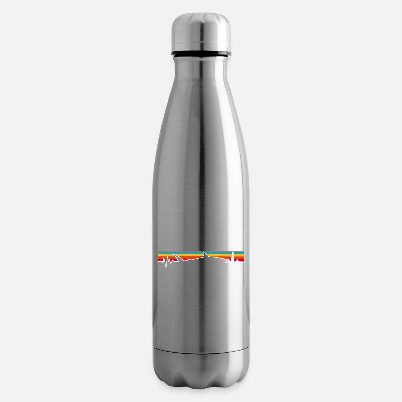 Retro Sonnenuntergang Wolf Pulse - Isolierflasche - Lightsilver