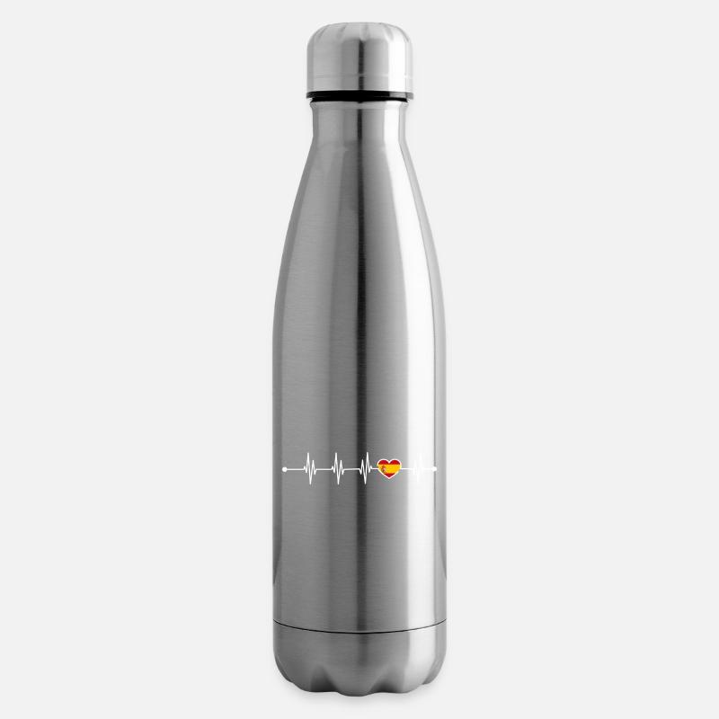Spanien Heartbeat Flagge - Isolierflasche - Lightsilver