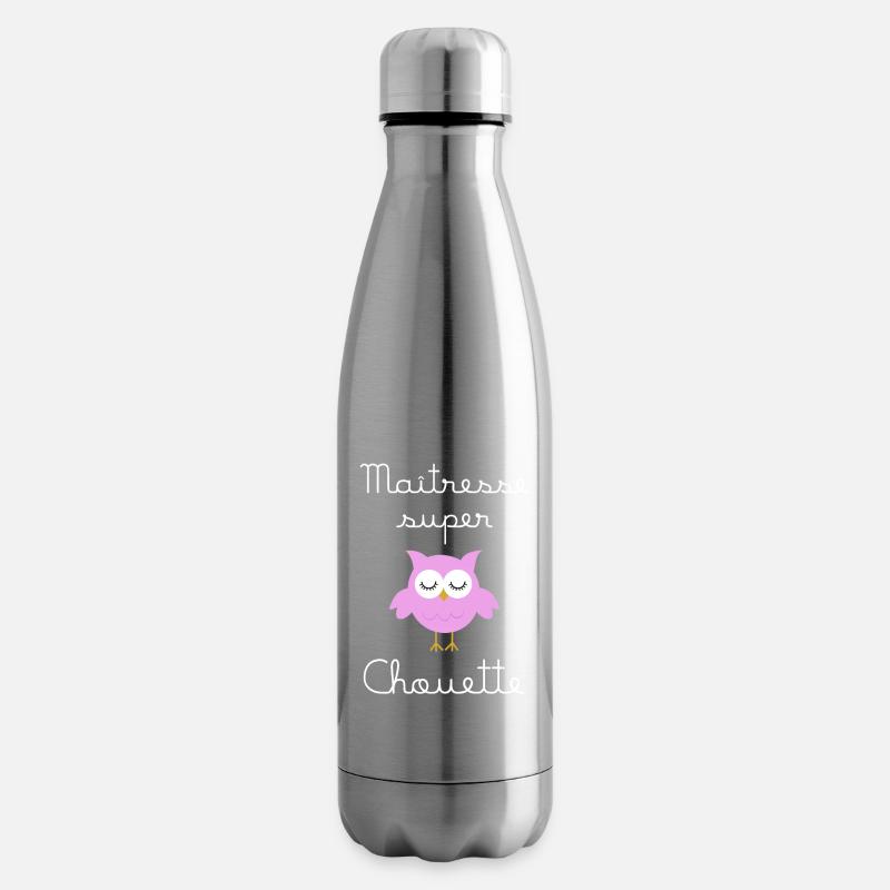 Maîtresse super chouette (écrit blanc) - Bouteille isotherme - argent clair