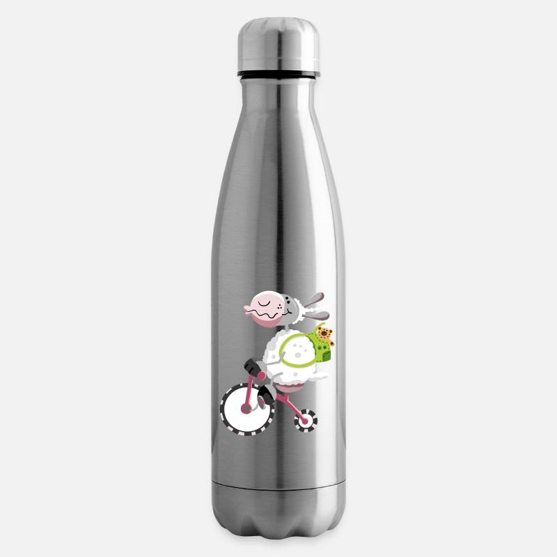 Mouton avec vélo - Bouteille isotherme - argent clair