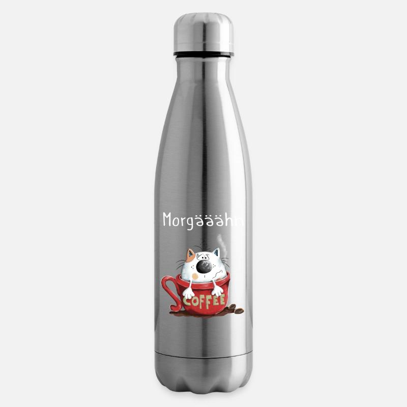 Morgähn Kaffee - Katze - Comic - Isolierflasche - Lightsilver