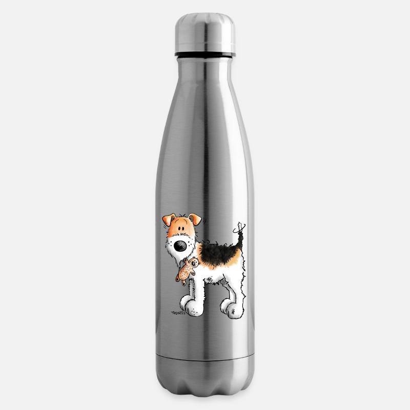 Foxterrier mit Teddy - Teddys - Plüschtier - Hund - Isolierflasche - Lightsilver