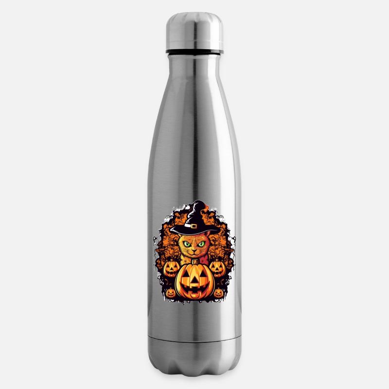 Cat Magic Halloween Design - Insulated Water Bottle - silver