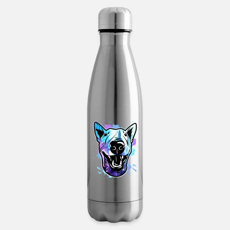 Bullterrier Hund - Isolierflasche - Lightsilver