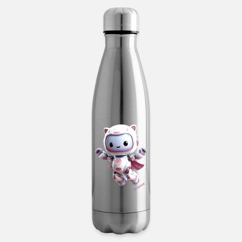 Cute Kitty 3D Volant – Couleurs Pastel - Bouteille isotherme - argent clair